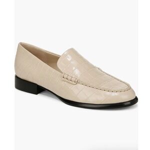 Vince Naomi Leather Cream Loafer Birch Sand Croc Embossed 6.5